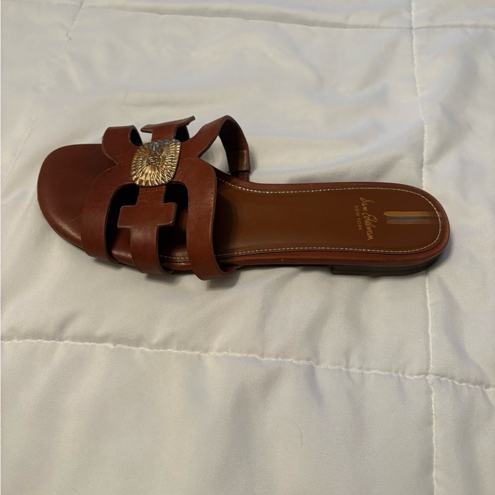 Sam Edelman Brown Leather Sandals with Gold Accent - Picture 3 of 4